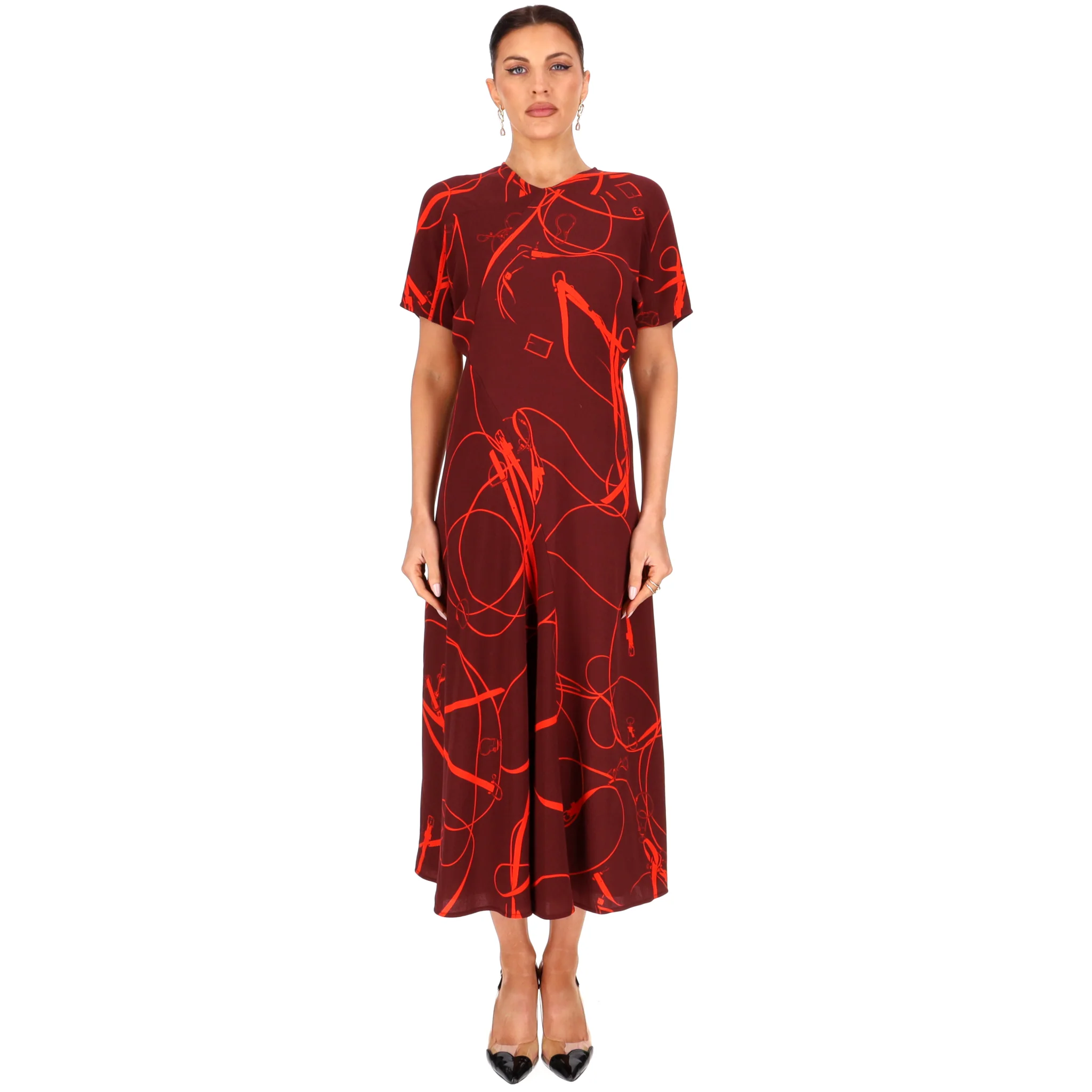 Victoria Beckham Bridle Print Midi Dress. Size 10UK - Image 2