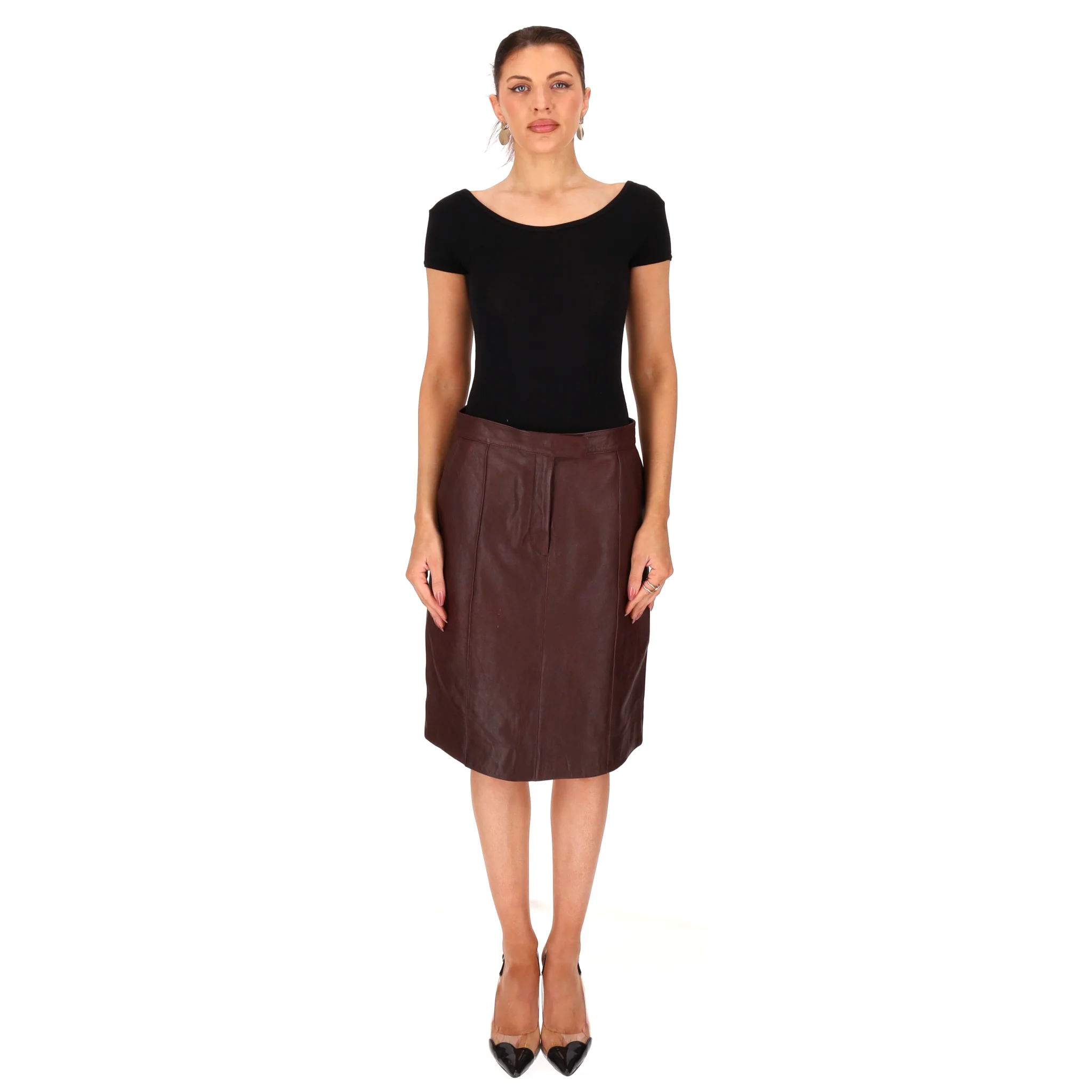 Victoria Beckham High-Waisted Paneled Leather Skirt. Size 10UK - Image 2