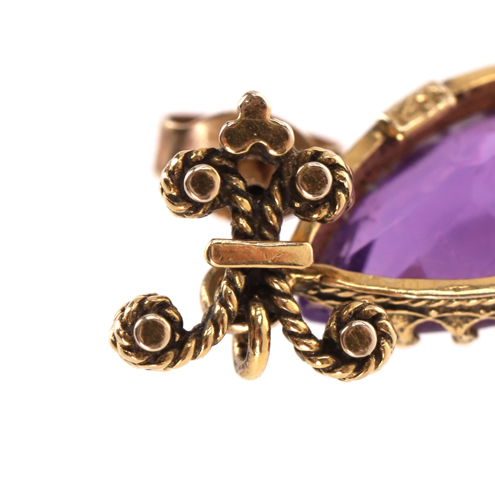 Vintage Victorian 14k Gold & Amethyst Drop Earrings - Image 6