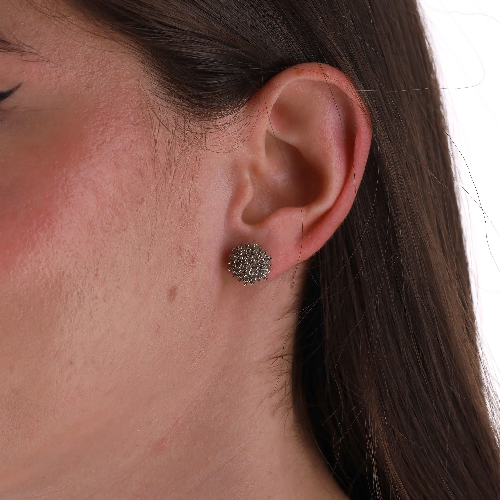 White Gold & Chocolate Diamond Cluster Earrings - Image 2