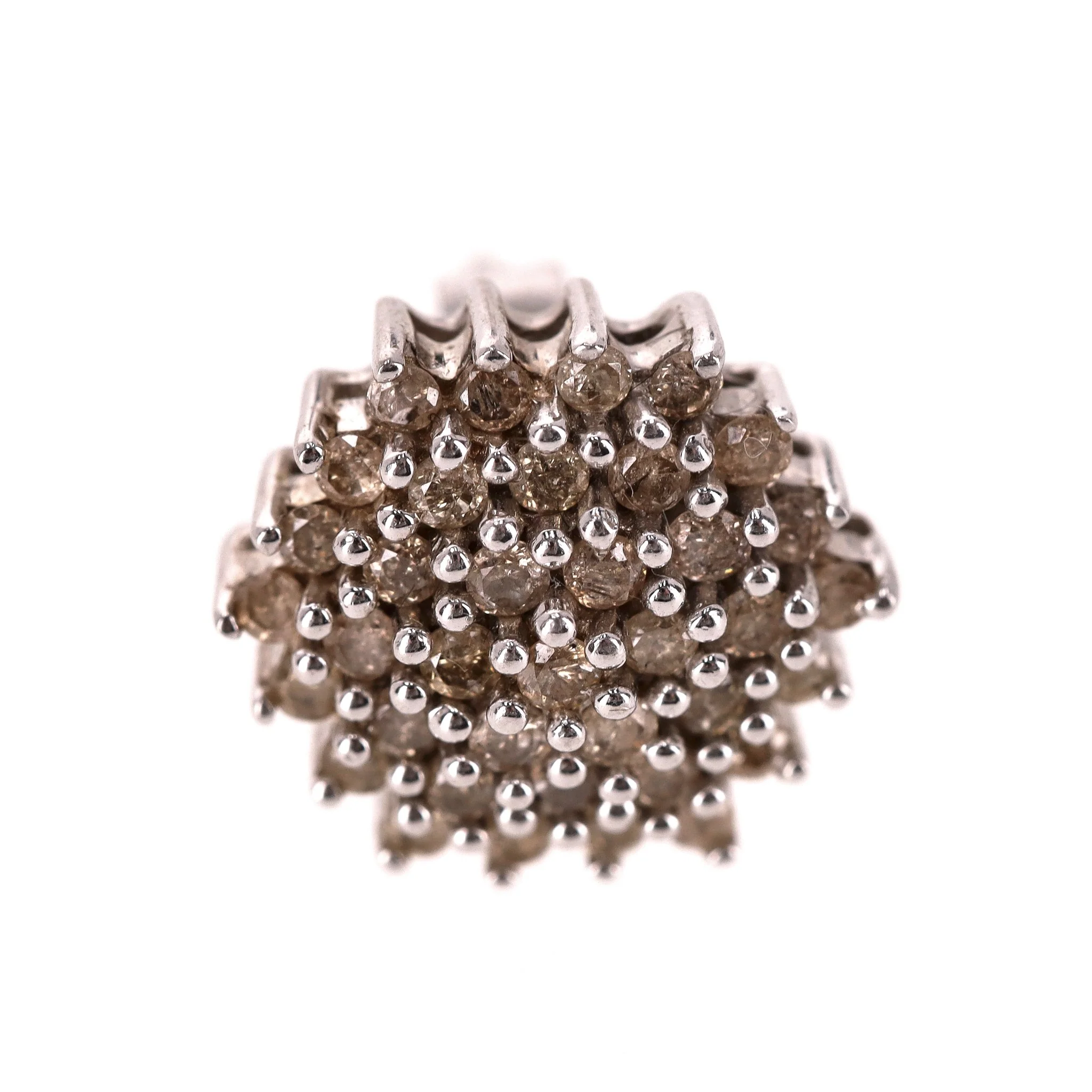 White Gold & Chocolate Diamond Cluster Earrings - Image 3