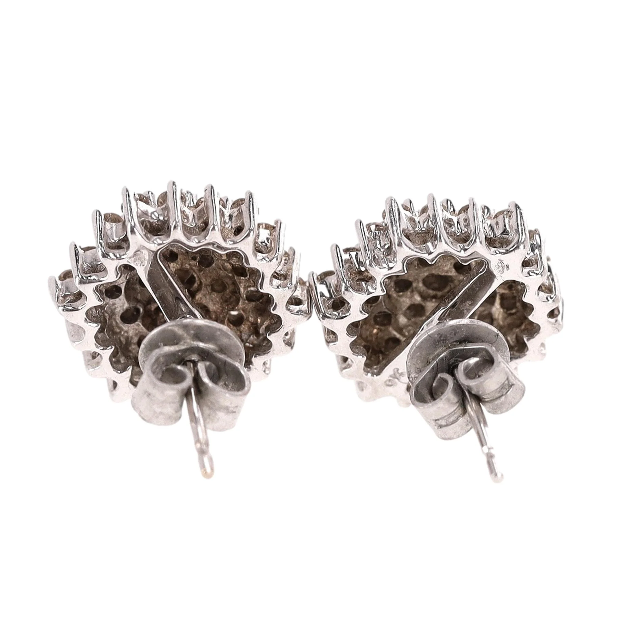 White Gold & Chocolate Diamond Cluster Earrings - Image 4