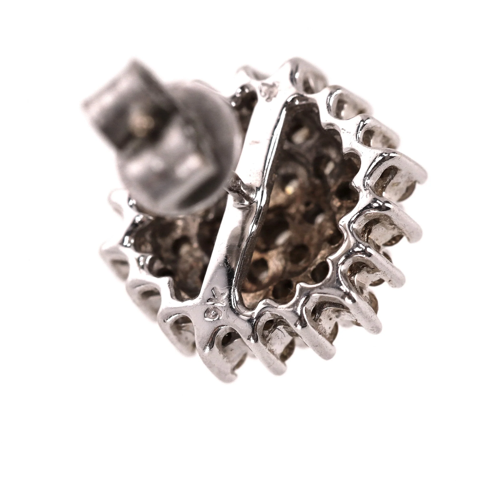 White Gold & Chocolate Diamond Cluster Earrings - Image 6