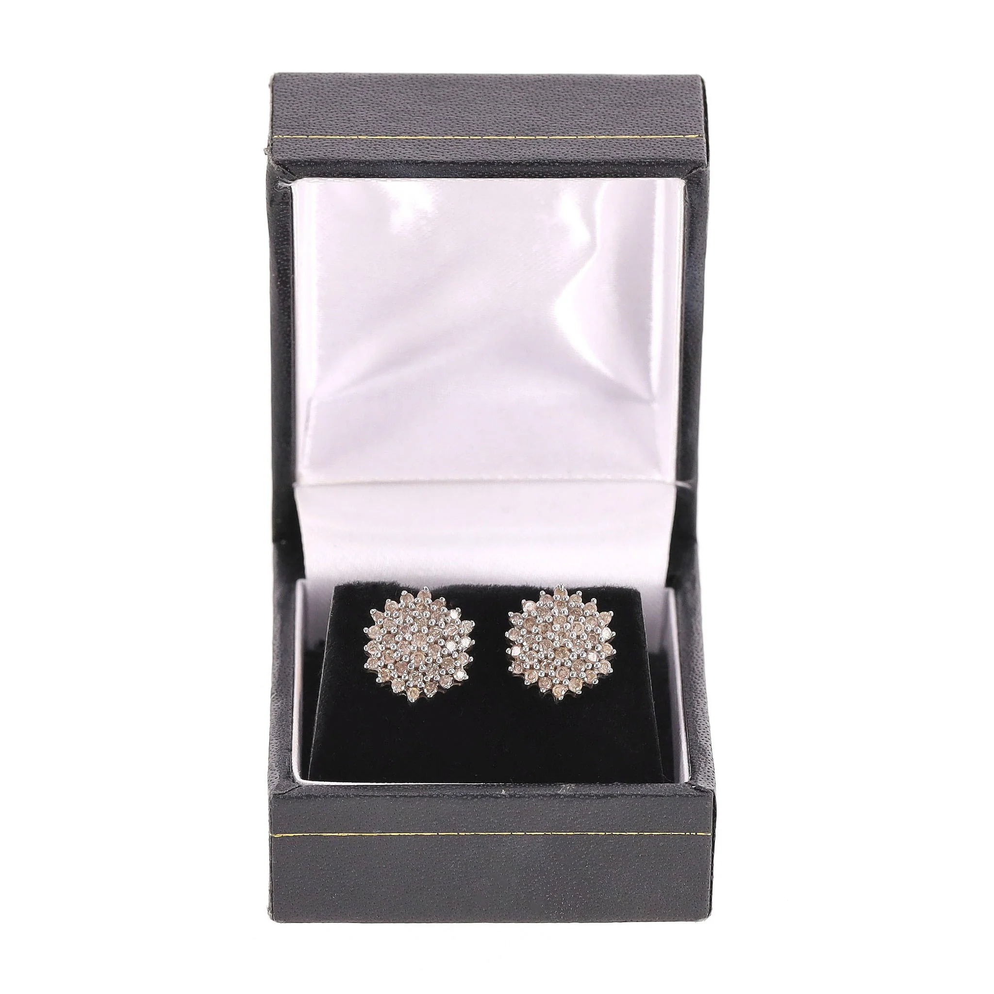White Gold & Chocolate Diamond Cluster Earrings - Image 7