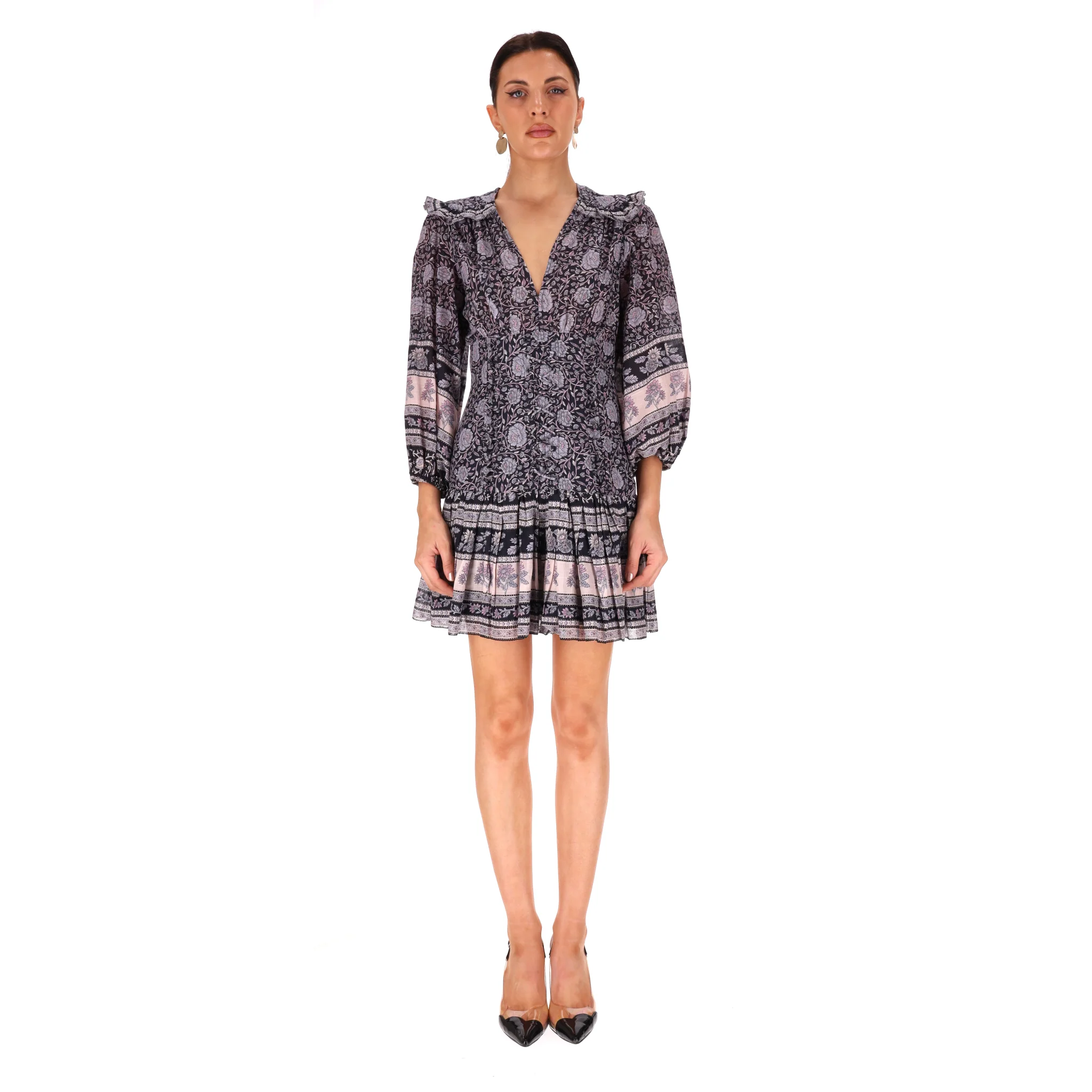 Zimmermann Cotton Printed Ruffle Dress. Size 1 - Image 2