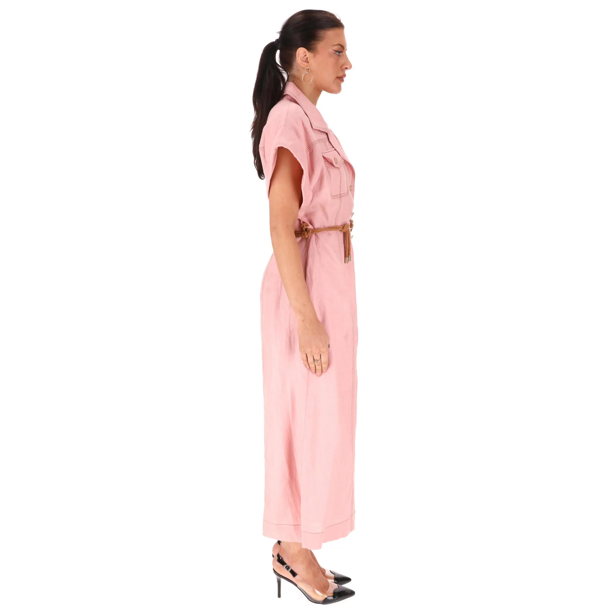 Zimmermann Moonshine Wide Leg Linen Belted Jumpsuit. Size 2 - Image 3