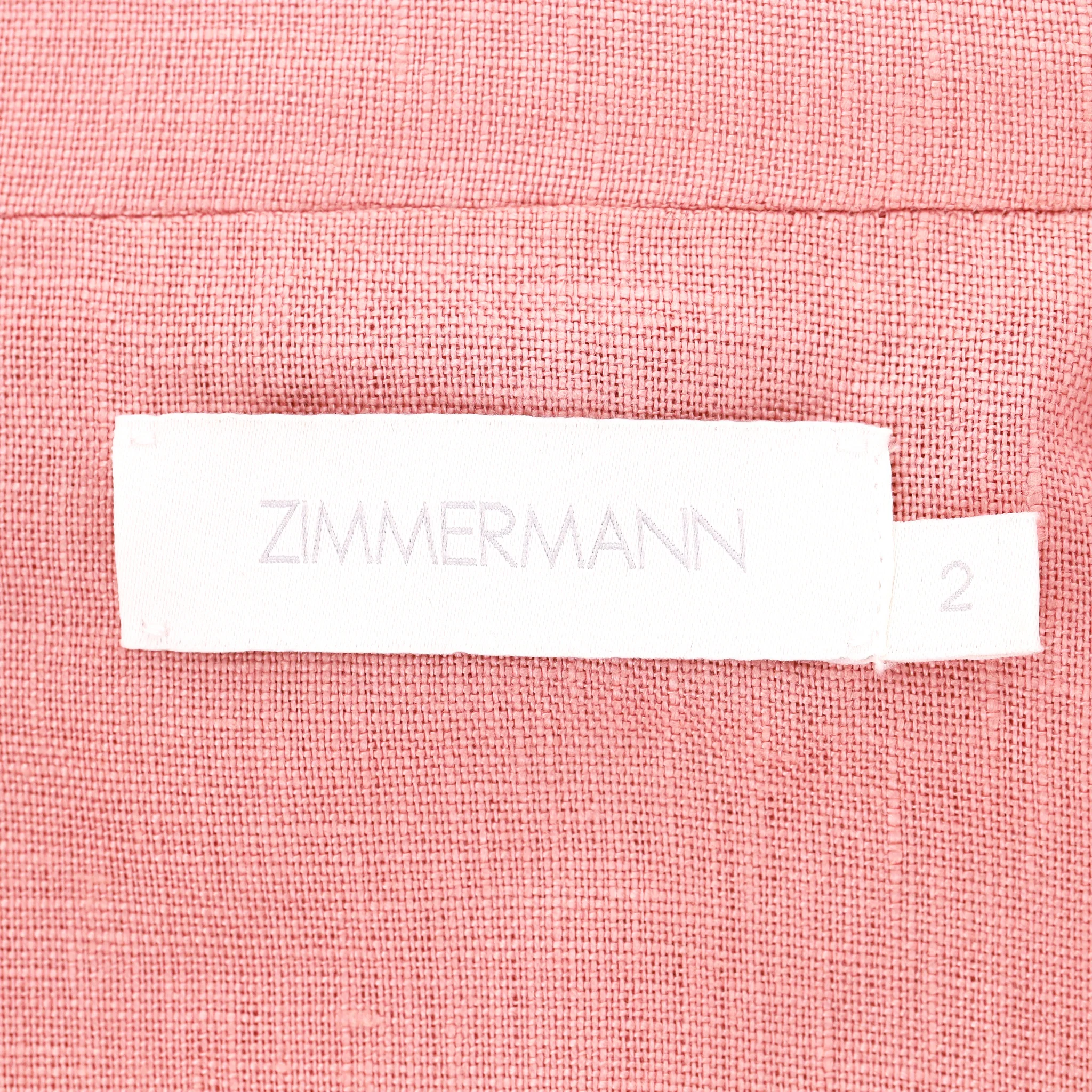 Zimmermann Moonshine Wide Leg Linen Belted Jumpsuit. Size 2 - Image 8