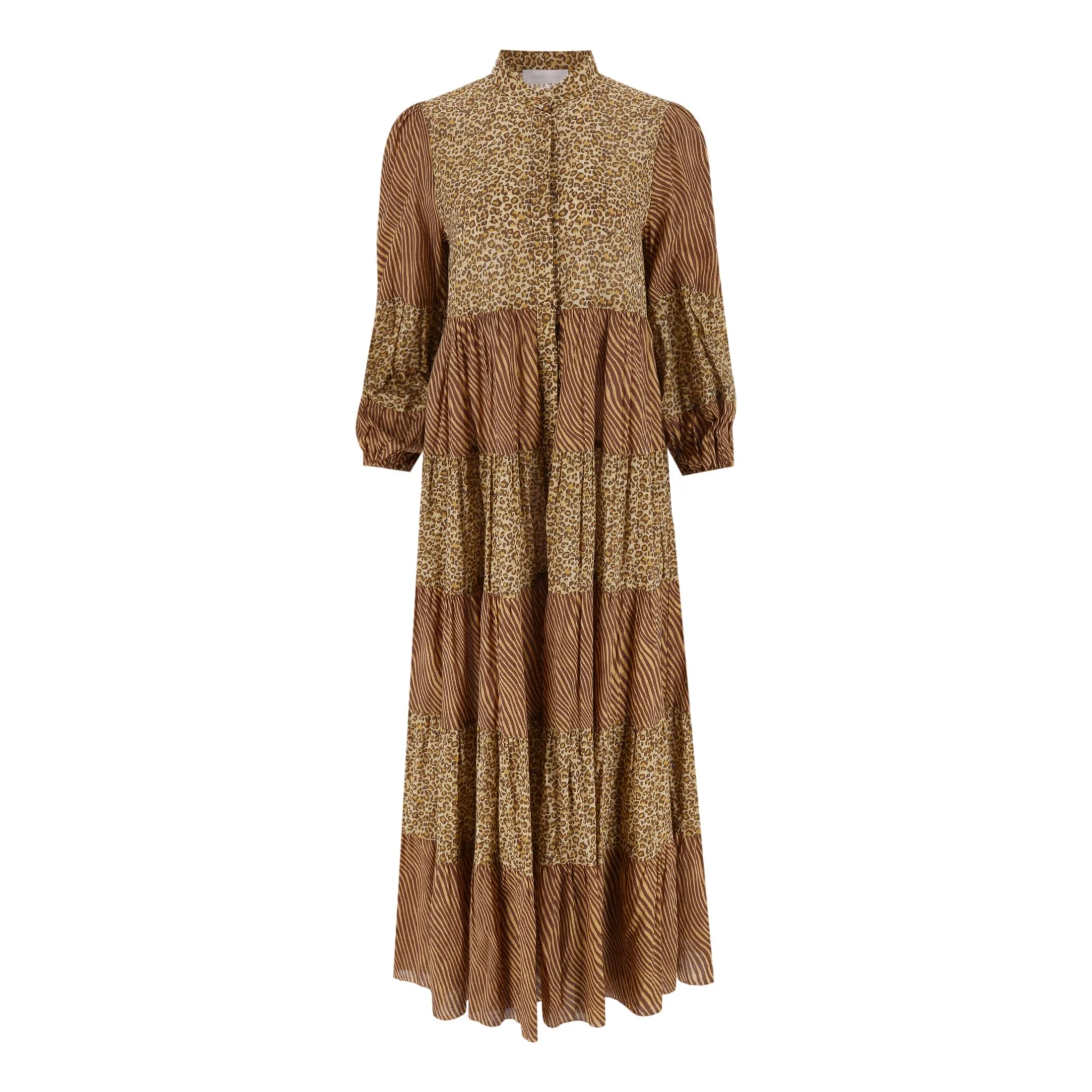 Zimmermann Animal Print Tiered Cotton Maxi Dress. Size 2